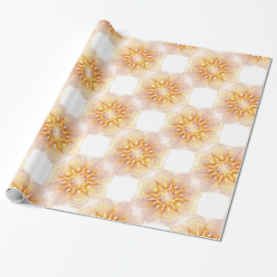 Papier Cadeau Motif Fleurs Jaunes Et Oranges