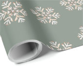 Papier Cadeau Motif flocon de neige aquarelle Boho (Coin rond)