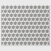 Papier Cadeau Motif flocon de neige blanc et noir (Plat)