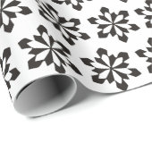 Papier Cadeau Motif flocon de neige blanc et noir (Coin rond)
