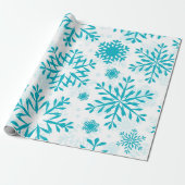 Papier Cadeau Motif Flocon de Neige Bleu (Déroulé)