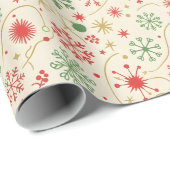 Papier Cadeau Motif Flocon de Neige Rétro (Coin rond)