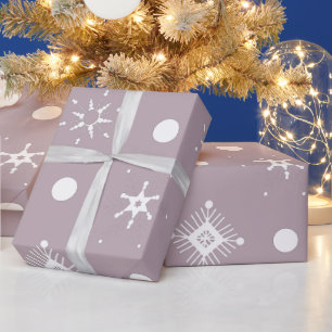 Papier Cadeau Motif Flocons de Neige Blancs
