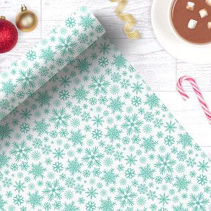 Papier Cadeau Motif Flocons de Neige Bleus de Noël Hivernaux