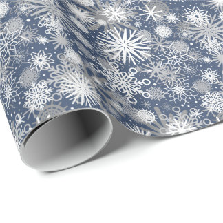Papier Cadeau Motif Flocons de Neige Gelés