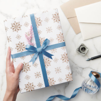 Papier Cadeau Motif Flocons de Neige Rose Gold