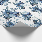 Papier Cadeau Motif Flora bleu marine (Coin)
