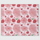 Papier Cadeau Motif floral à la cerise aquarelle, Cerises mignon (Plat)
