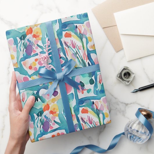 Papier Cadeau motif floral Abstrait d'aquarelle (Cadeaux)