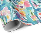 Papier Cadeau motif floral Abstrait d'aquarelle (Coin rond)