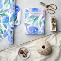 Motif floral abstrait de jardin bleu à l'aquarelle
