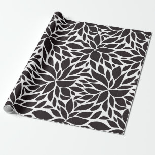 Papier Cadeau motif floral Abstrait en noir et blanc