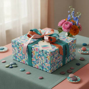 Papier Cadeau Motif floral aquarelle abstrait