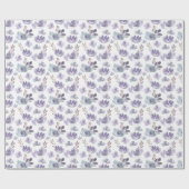 Papier Cadeau Motif floral aquarelle violet boho (Plat)