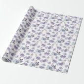 Papier Cadeau Motif floral aquarelle violet boho (Déroulé)