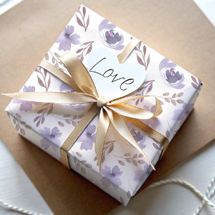 Papier Cadeau Motif floral aquarelle violet moderne 