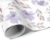 Papier Cadeau Motif floral aquarelle violet moderne  (Coin rond)