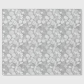 Papier Cadeau Motif floral argenté et blanc (Plat)