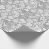 Papier Cadeau Motif floral argenté et blanc (Coin)