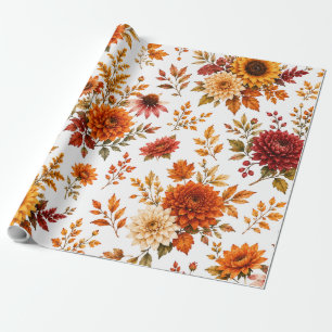 Papier Cadeau Motif floral automnal vintage avec tournesols