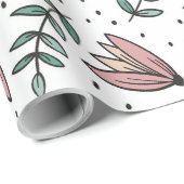 Papier Cadeau Motif floral avec élégant, style classique (Coin rond)
