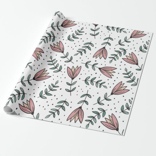 Papier Cadeau Motif floral avec élégant, style classique (Déroulé)