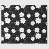 Papier Cadeau motif floral blanc avec perles roses (Plat)