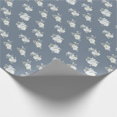 Papier Cadeau Motif floral blanc chic bleu foncé (Coin)