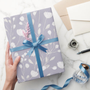 Papier Cadeau Motif floral blanc de fleur de lavande douce