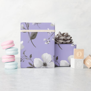 Papier Cadeau Motif floral blanc de fleur de lavande douce