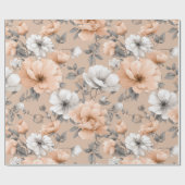 Papier Cadeau Motif floral blanc de fleur de pêche douce romanti (Plat)