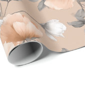 Papier Cadeau Motif floral blanc de fleur de pêche douce romanti (Coin rond)