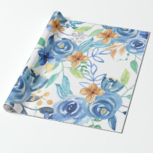 Motif floral bleu, Aquarelle artistique