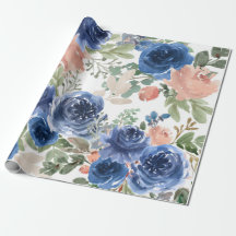 Motif floral bleu, Aquarelle artistique