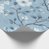 Papier Cadeau Motif floral bleu pâle et blanc (Coin)
