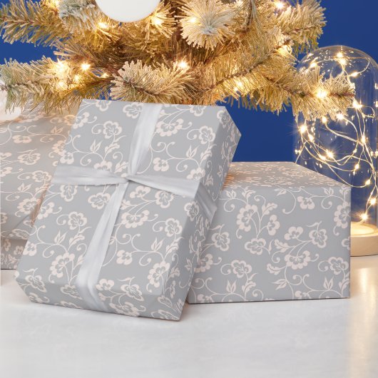 Papier Cadeau Motif Floral Botanique Rose Clair Élégant (Vacances)