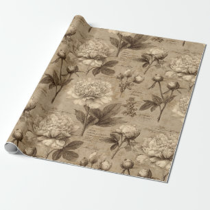 Papier Cadeau Motif floral botanique vintage (2)