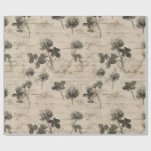 Papier Cadeau Motif floral botanique vintage (3) (Plat)