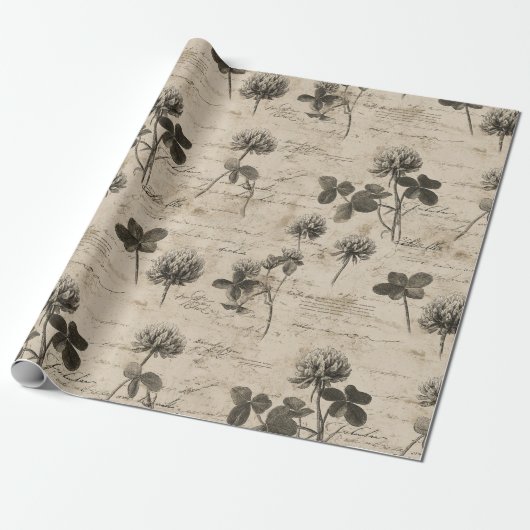 Papier Cadeau Motif floral botanique vintage (3) (Déroulé)