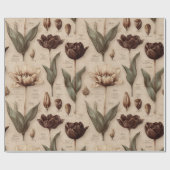 Papier Cadeau Motif floral botanique vintage (6) (Plat)