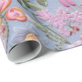 Papier Cadeau Motif floral brodé (Coin rond)