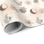 Papier Cadeau Motif floral céleste Boho (Coin rond)