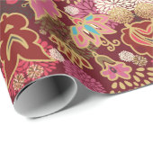 Papier Cadeau Motif floral chaotique et décoratif (Coin rond)