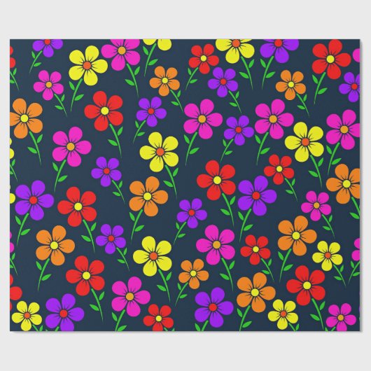 Papier Cadeau Motif floral coloré (Plat)