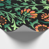 Papier Cadeau Motif floral complexe avec feuilles vertes (Coin)