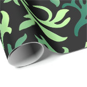 Papier Cadeau Motif floral complexe avec feuilles vertes (Coin rond)