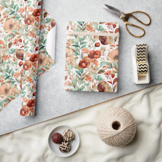 Papier Cadeau Motif floral d'automne (Artisanat)