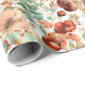 Papier Cadeau Motif floral d'automne (Coin rond)