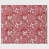 Papier Cadeau Motif floral de blanc et de rouge sur fond rose co (Plat)