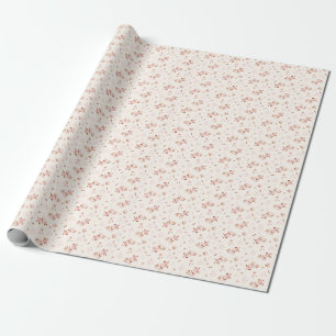 Papier Cadeau Motif floral de fleurs de cottagecore aquarelle ro